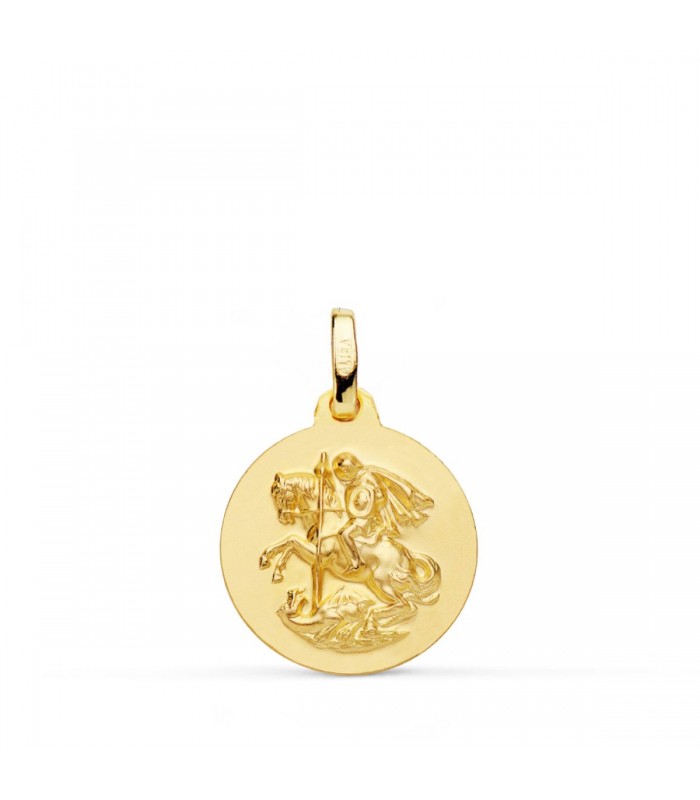 Medalla San Jorge Oro 18K 16mm Matizada - Colgante Sant Jordi