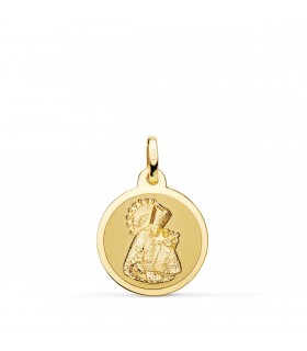 Medalla Virgen de los Desamparados Oro 18k 16mm Brillo - medallas de oro, medallas religiosas