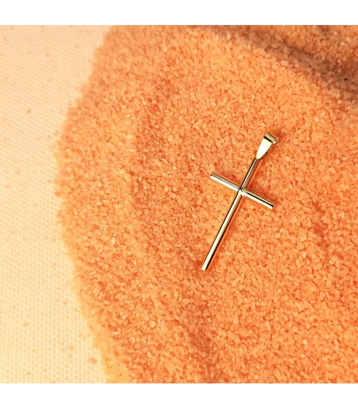 Pendentif de croix lisse Or Jaune 18 K. Mesure: 26 mm