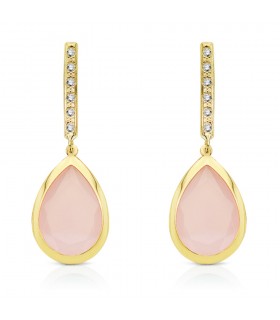 Boucles d'oreilles pendantes or Catrina Rose Quartz 18 Carats