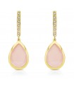 Boucles d'oreilles pendantes or Catrina Rose Quartz 18 Carats
