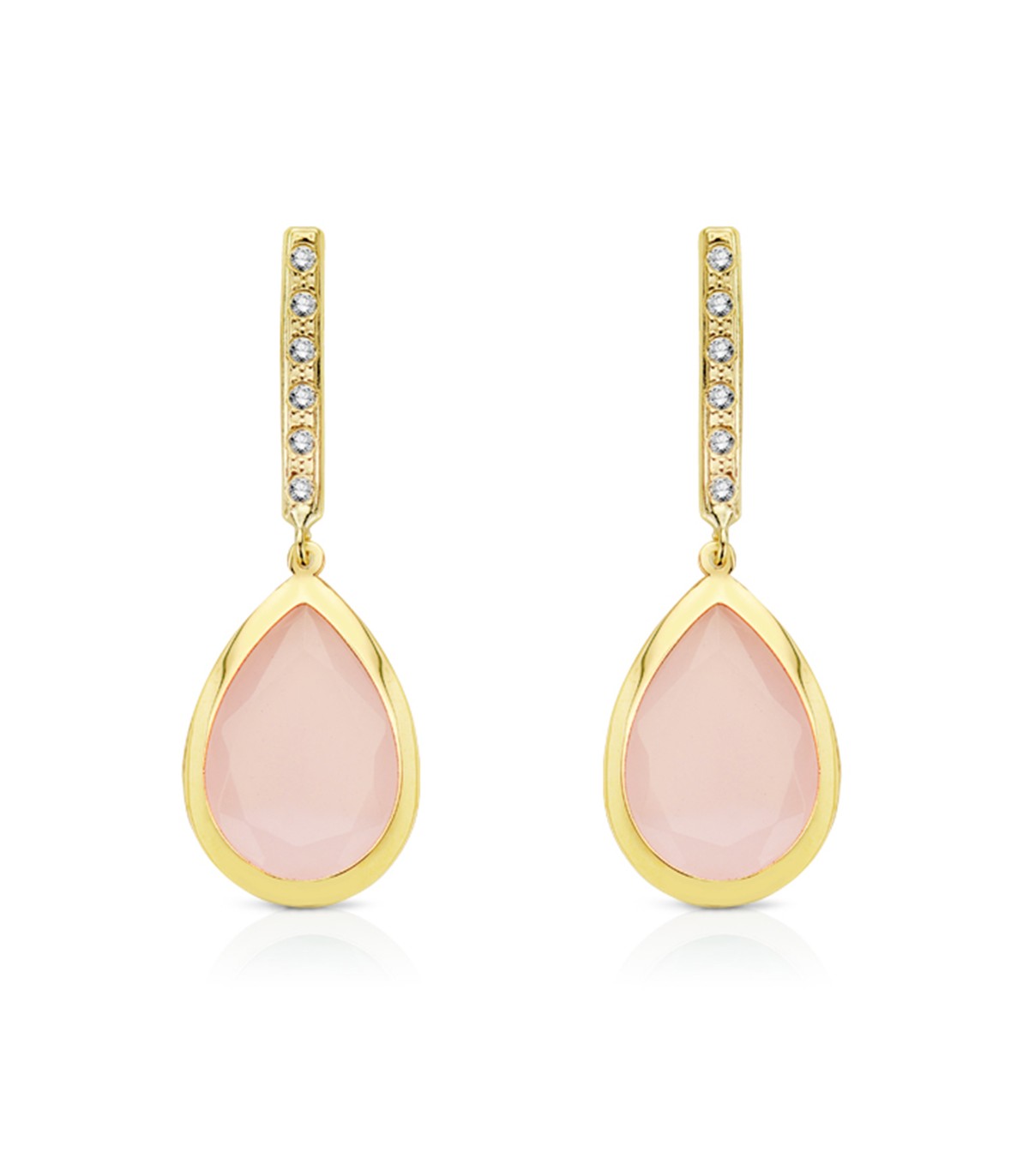 Boucles d'oreilles pendantes or Catrina Rose Quartz 18 Carats