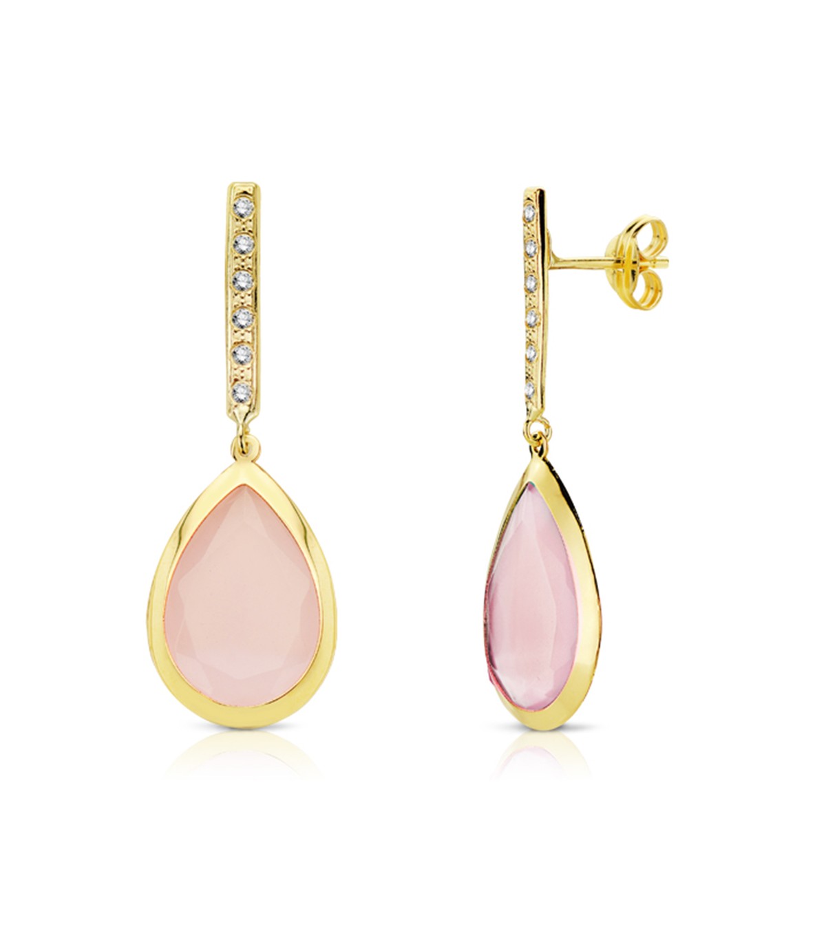 Boucles d'oreilles pendantes pour femme avec pierre Rose Quartz