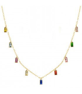 Collar Cóctel Oro 18K Piedras Multicolor  | Gargantillas de moda, collares con piedras de colores