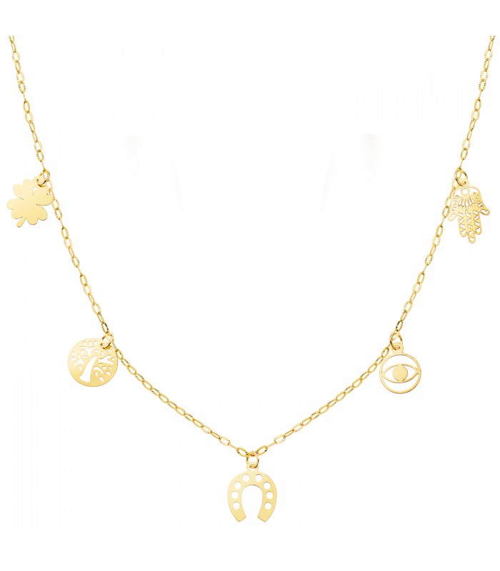 Collier en or 18K Lucky Charm | collier pour femme en or jaune | pendentif or pour femme