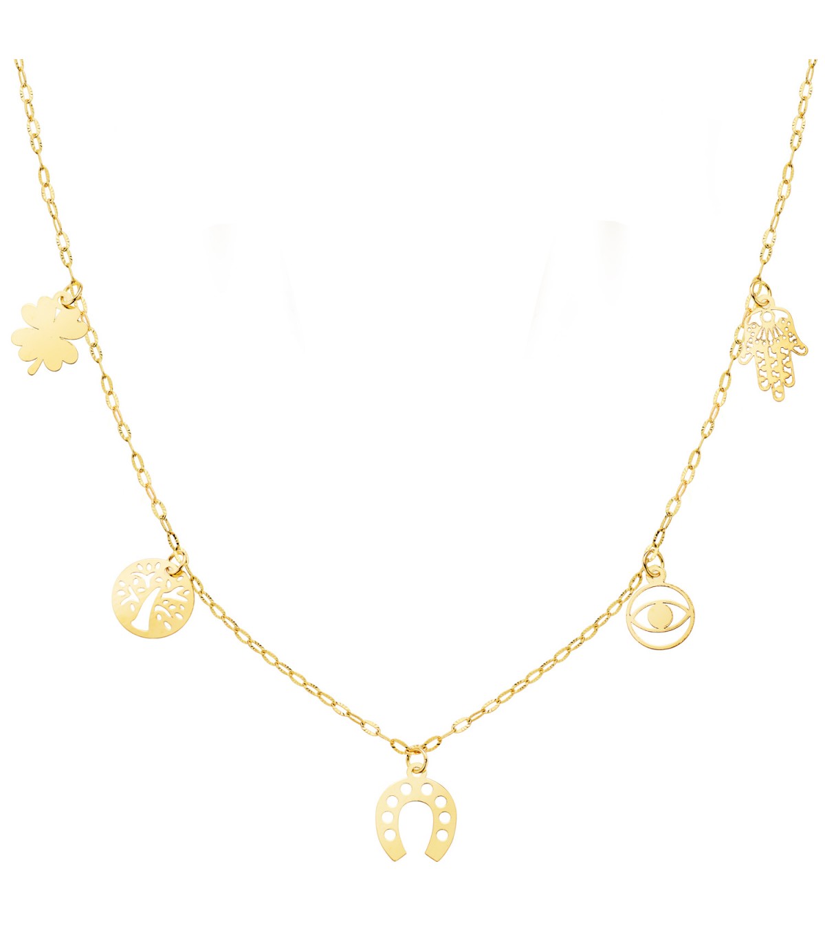 Collier en or 18K Lucky Charm | collier pour femme en or jaune | pendentif or pour femme