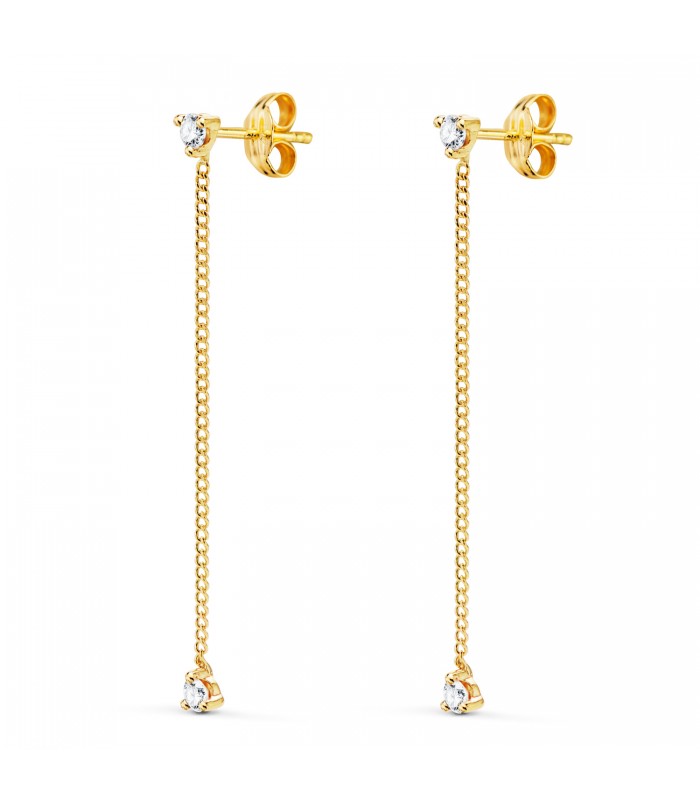 Boucles d'oreilles pendantes Chaîne Or Jaune 18K | boucles d'oreilles pendantes | boucles d'oreilles pour femme