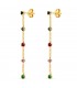 Pendientes Largos Cadena Oro 18K Multicolor - Pendientes con cadena de oro, pendientes de fiesta.