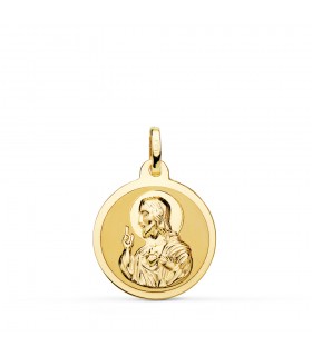 Medaglia Sacro Cuore di Gesù Oro 18Kt 18 mm, finitura lucida e satinata | Medaglie sacre e Gioielli religiosi