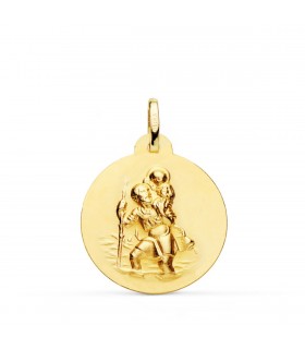 Médaille Saint Christophe Or 18K 22mm Mate | médaille bapteme | medaille saint christophe