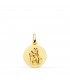 Medalla San Cristóbal Oro 18K 14mm Matizada. Medallas de oro artesanales.