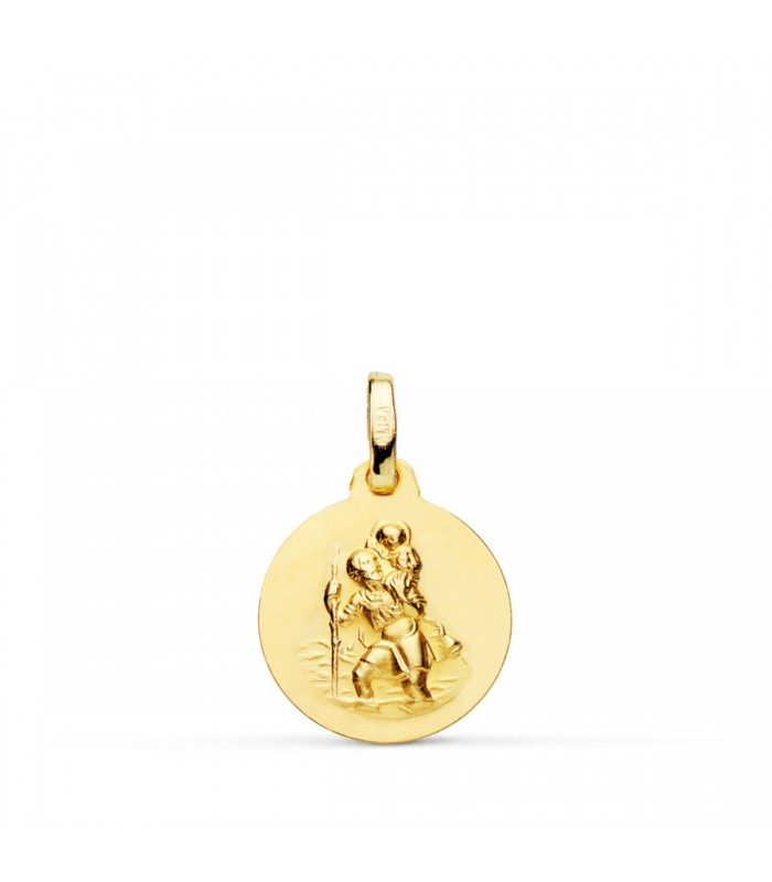 Médaille Saint Christophe Or 18K 14 mm Mate
