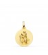 Medalla San Cristóbal Oro 18K 16mm Matizada. Medallas de oro artesanales.