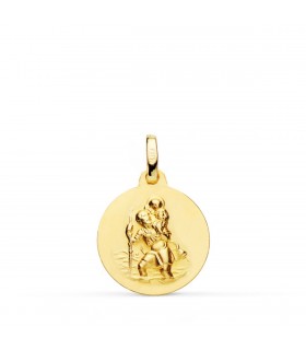 Médaille Saint Christophe Or 18K 16 mm Mate