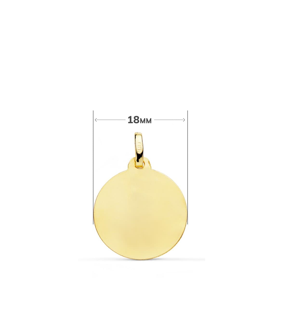 Dorso de la medalla de Santa Lucía Oro 18K 18mm