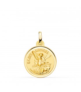 Medaglia di San Michele in oro 750 (18kt) 18 mm, bordo lucido a conio.
