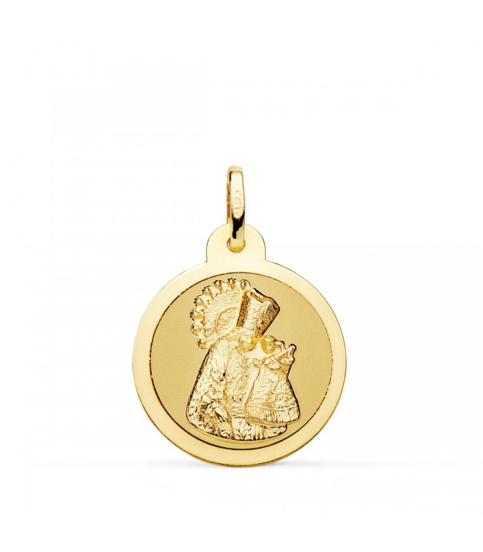 Medalla Virgen de los Desamparados Oro 18k 20mm Brillo - medallas de oro, medallas religiosas