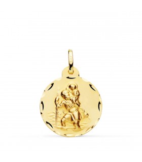 Médaille Saint Christophe Or 18K 20mm Sculptée