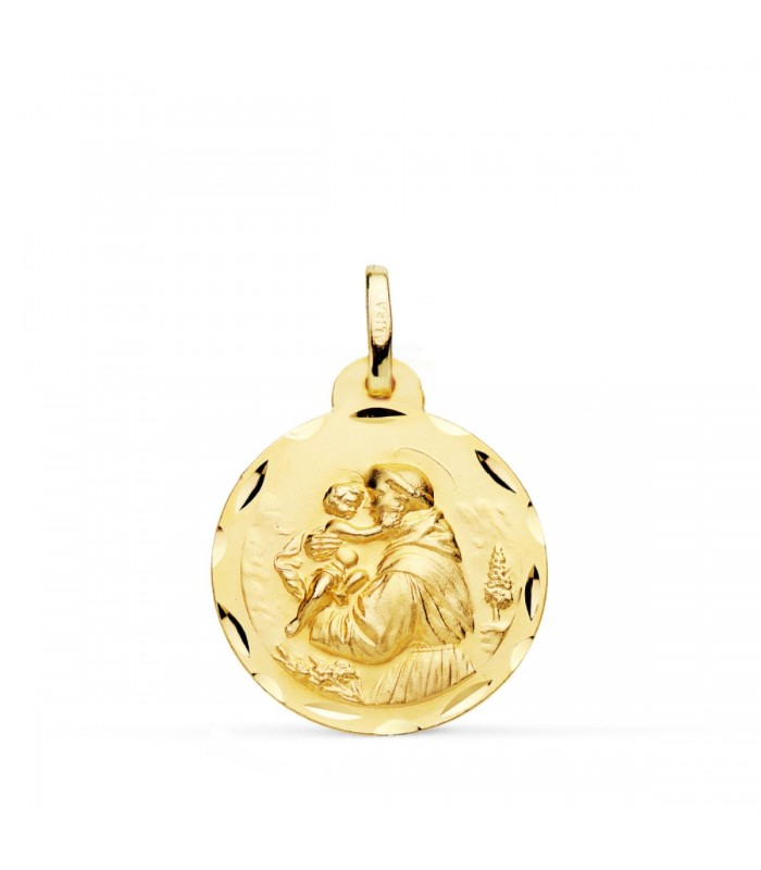 Medaglia Sant'Antonio da Padova oro 18kt 20mm lavorata
