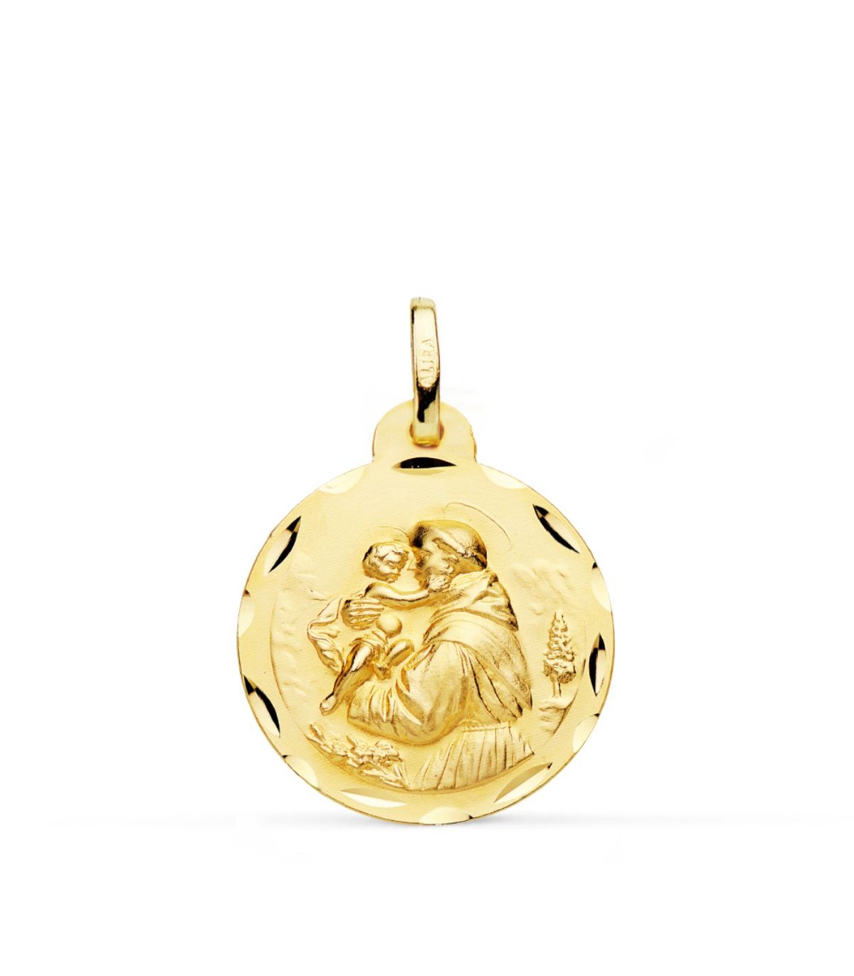Medaglia Sant'Antonio da Padova oro 18kt 20mm lavorata