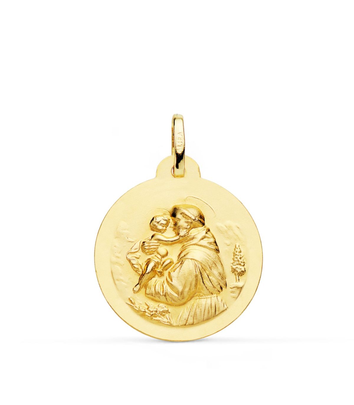 Médaille Saint Antoine Or 18K 22mm Mate
