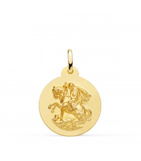 Medaglia San Giorgio oro 18kt 20mm satinata, gioielli religiose e medaglie sacre.
