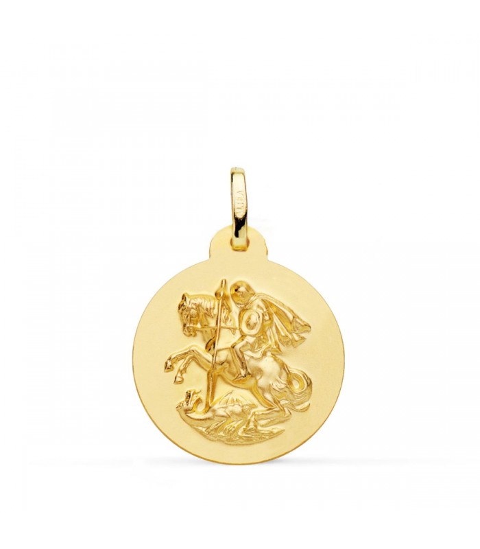 Medaglia San Giorgio oro 18kt 20mm satinata, gioielli religiose e medaglie sacre.