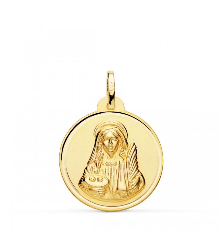 Médaille Sainte Lucie Or 18K 22mm Biseauté