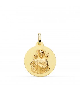 Medalla San José Oro 18K 18mm Mate. Comprar online medallas de oro.