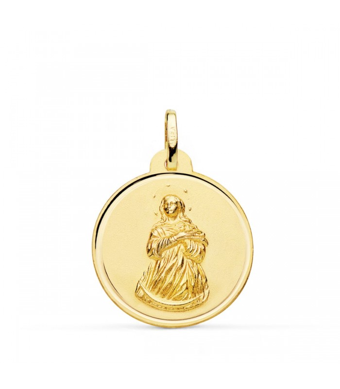 Medalla Virgen Inmaculada Oro 18K 22mm Bisel - Nuestra señora inmaculada concepción - medallas de vírgenes