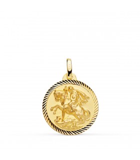 Medaglia San Giorgio oro 18Kt 18mm lavorazione rigata