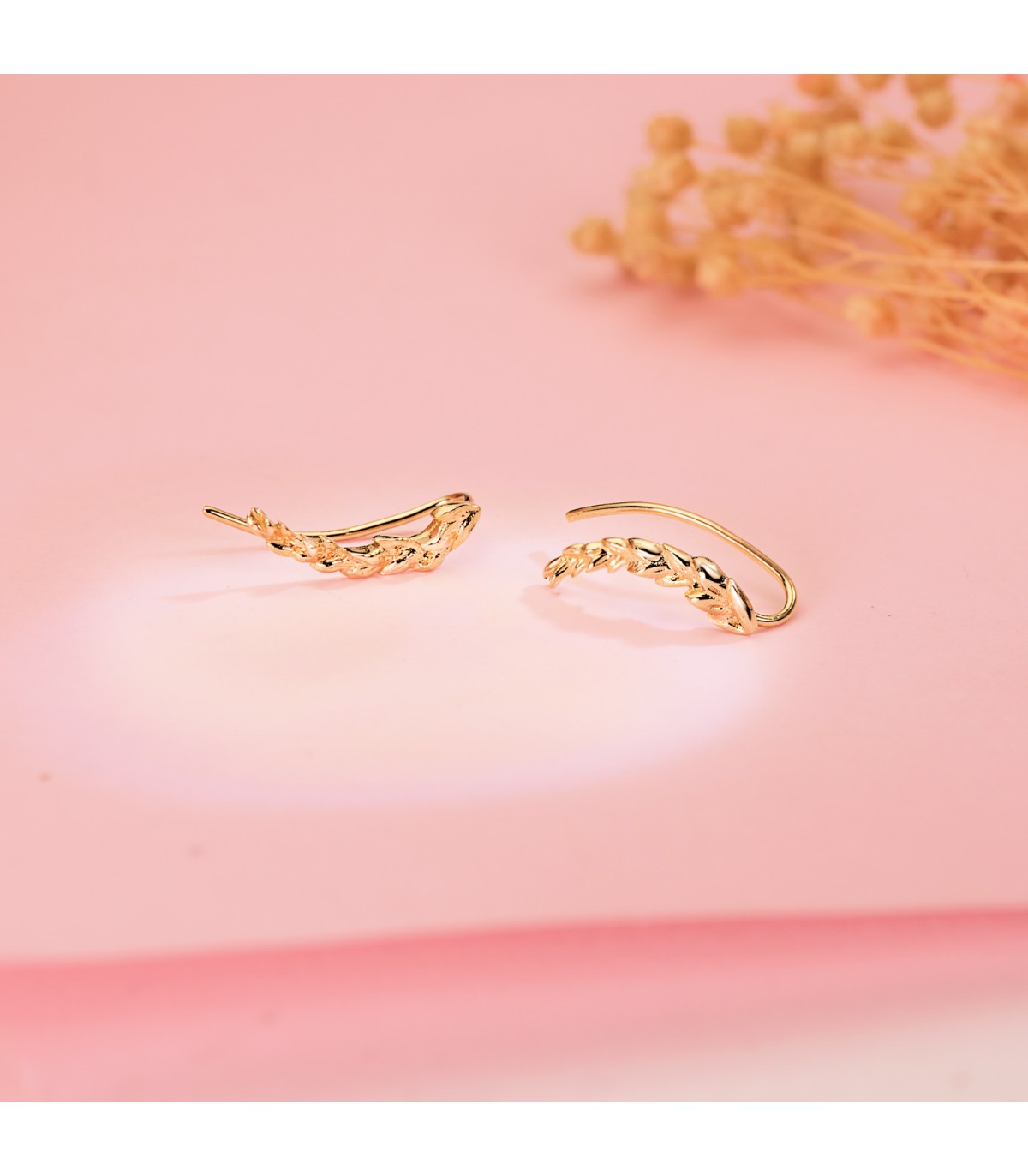 Paar Ohrklemmen Blatt | Design Ear Climber, Ohrkletterer, Ohrmanschette - Ohrringe Gold 18K Damen