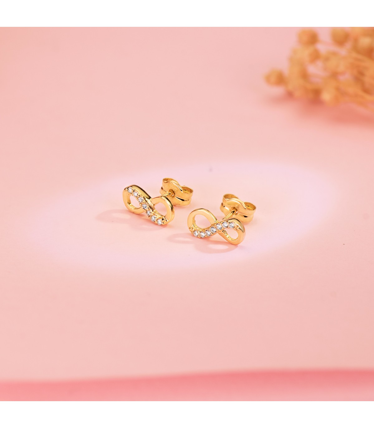 Boucles d'oreilles infini Or 18K Zircons