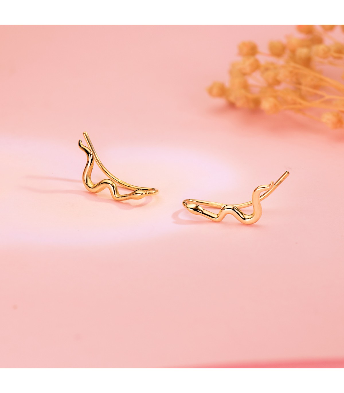Orecchini lobo lunghi oro 18kt, modello rampicanti Serpente | Gioielli donna