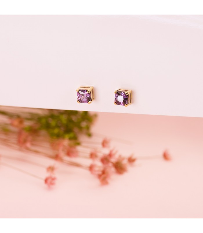 Boucles d'oreilles petites Belle Or 18K Améthyste