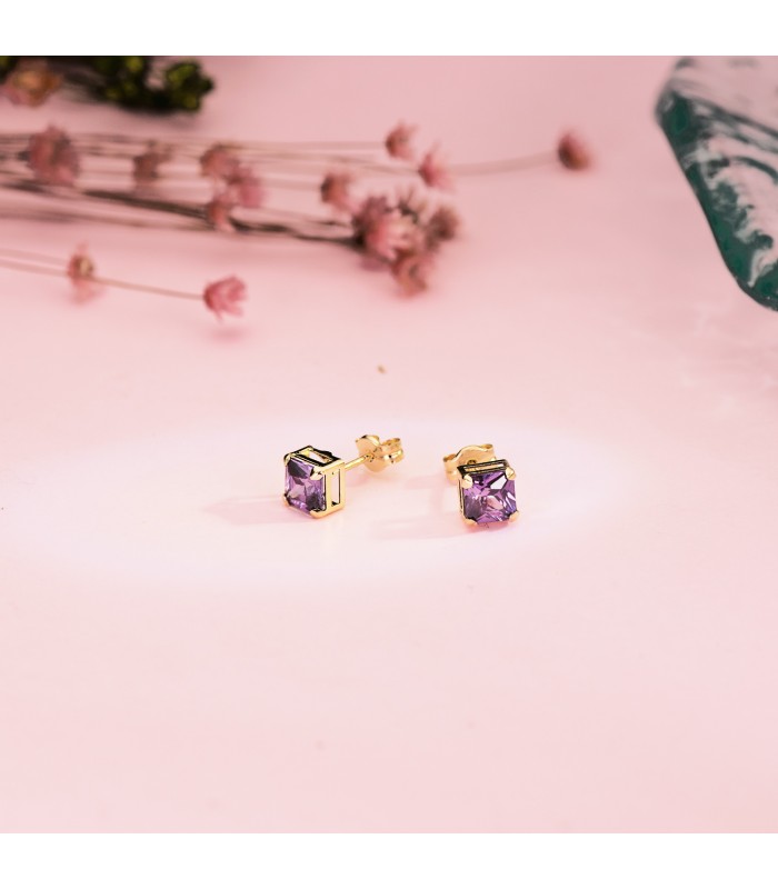 Boucles d'oreilles petites Belle Or 18K Améthyste