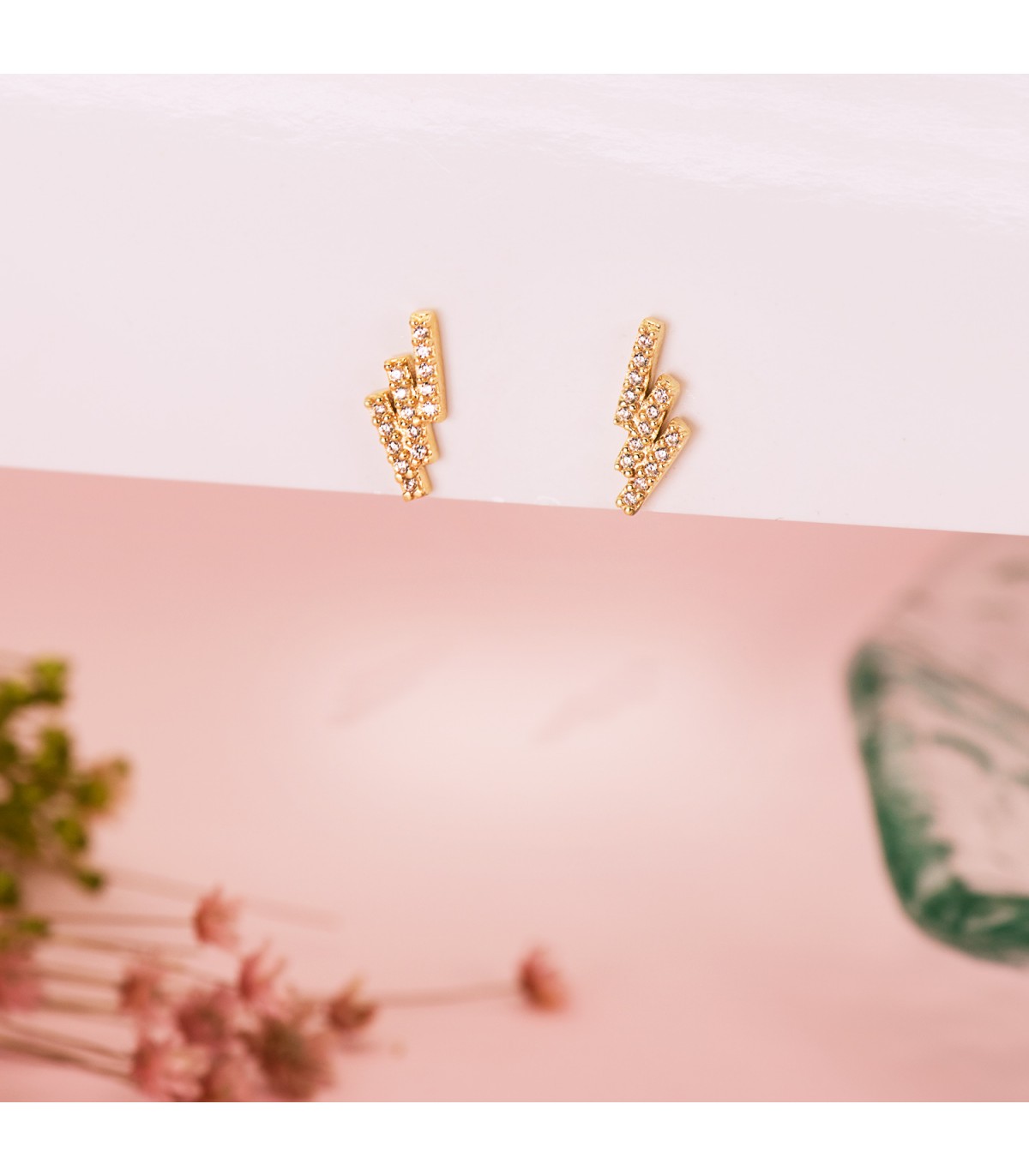Pendientes Meraki Oro 18K Thunder - pendientes de mujer de oro, pendientes con piedras