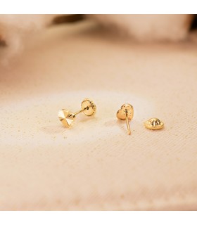 Orecchini a cuori neonata in oro giallo 18 carati con perno, per bimba e bambina