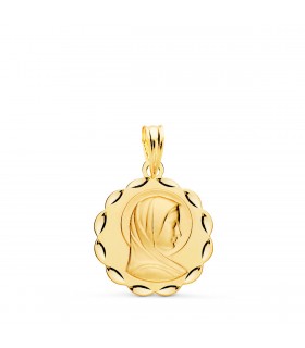 Medalla Flor Virgen María Oro 18 K 17 mm | colección de medallas religiosas