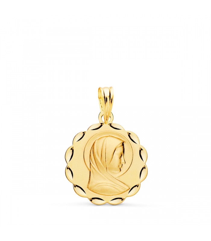 Medalla Flor Virgen María Oro 18 K 17 mm | colección de medallas religiosas
