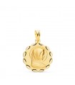 Médaille Fleur Vierge Marie Or 18 K  17 mm