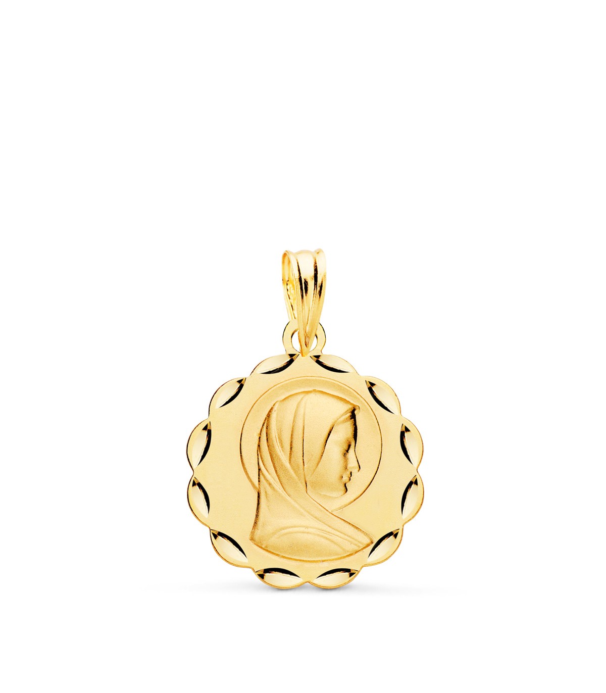 Medalla Flor Virgen María Oro 18 K 17 mm | colección de medallas religiosas