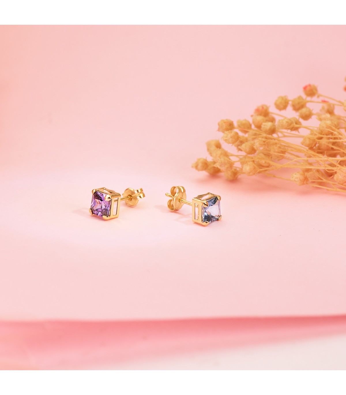 Boucles d'oreilles petites Belle Or 18K Aigue-marine