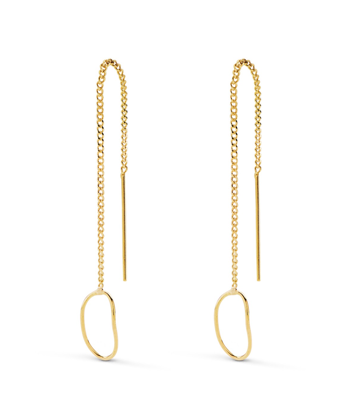 Orecchini pendenti con catenina in oro e cerchio oval | Orecchini eleganti per donna