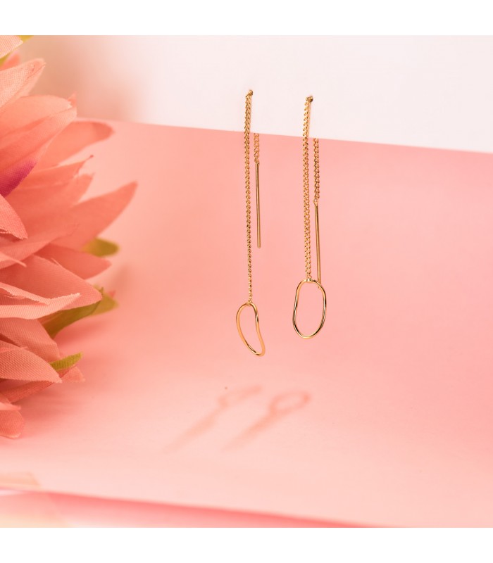 Orecchini pendenti con catenina in oro e cerchio oval | Orecchini eleganti per donna