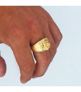 Sello León Hombre Oro Amarillo 18K Circonitas