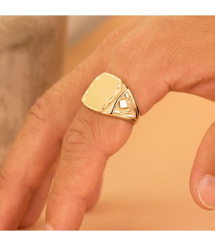 Chevalière homme Or 18K Roi massif