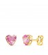 Orecchini punto luce Cuore con zircone rosa, orecchini a lobo oro giallo 18 kt, da donna.