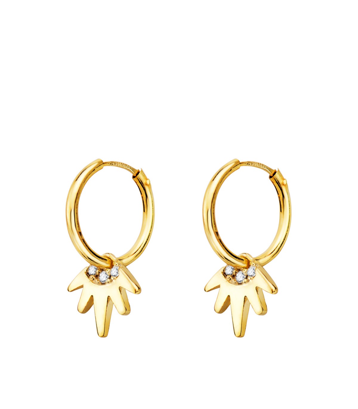 Créoles Pendentif Punk Or Jaune 18k | créoles or 18K | créoles pour femme | boucles d'oreilles créoles
