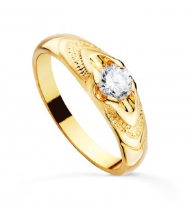 Solitario Cadete Comunión Oro Amarillo 18K| anillo niño primera comunión